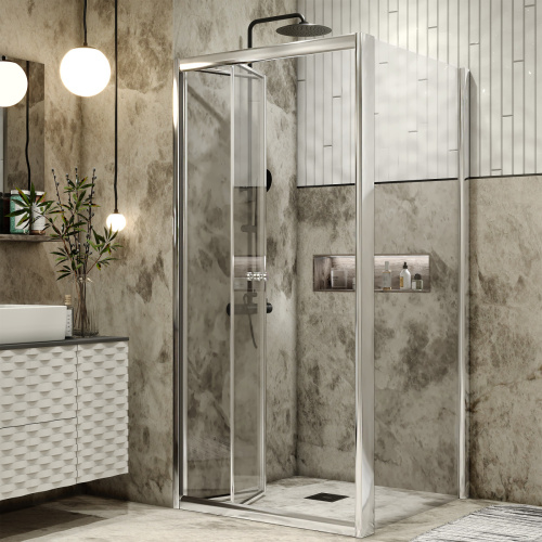 Душевой уголок Grossman Alba GR-8080Al2 80х80 стекло прозрачное профиль хром без поддона - фото 2